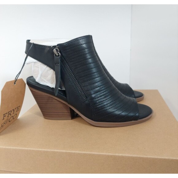 Frye and Co. Women's Size 6.5 Gianella Heeled Sandals 6.5M Black Open Heel Toe - Picture 2 of 14